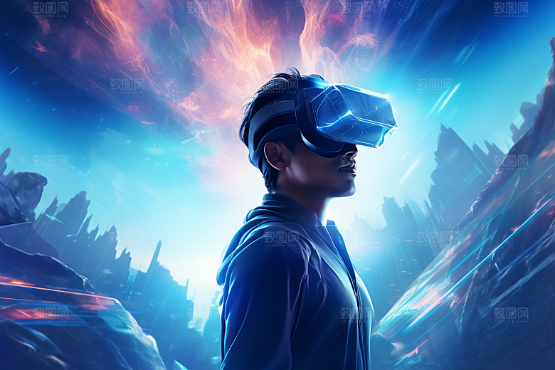 赛博VR眼镜科技信息技术素材