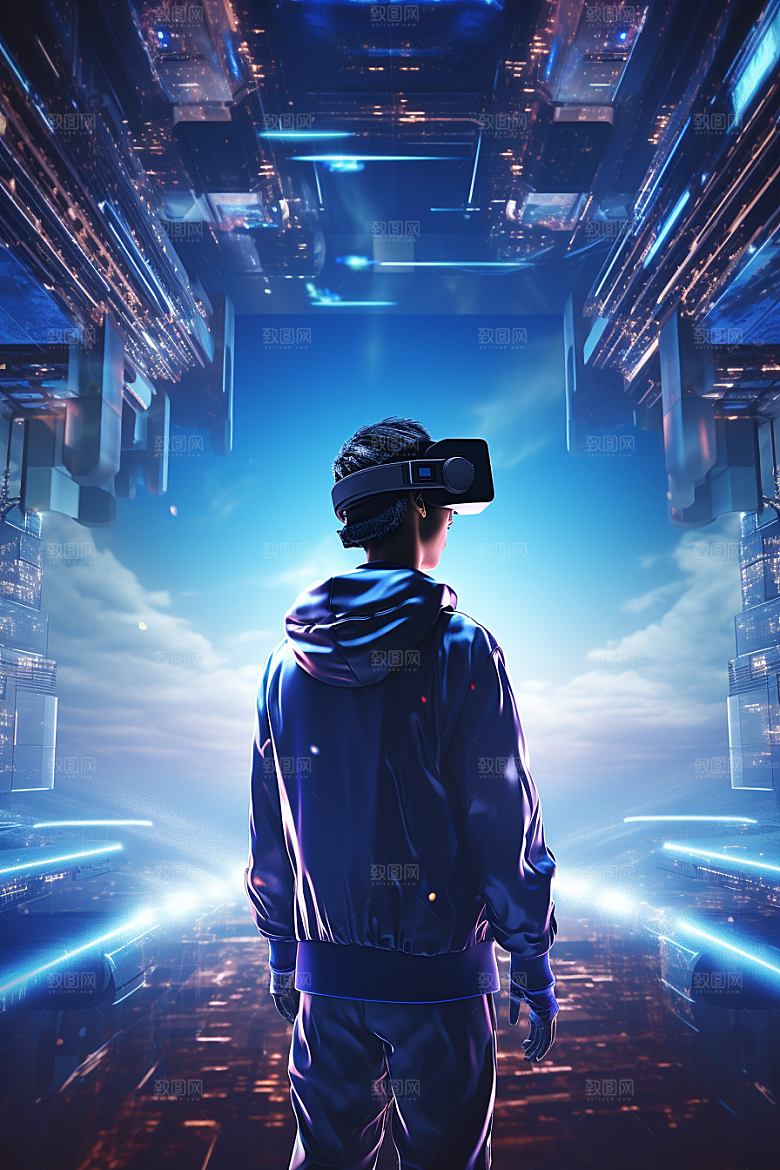 赛博VR眼镜科幻信息技术素材