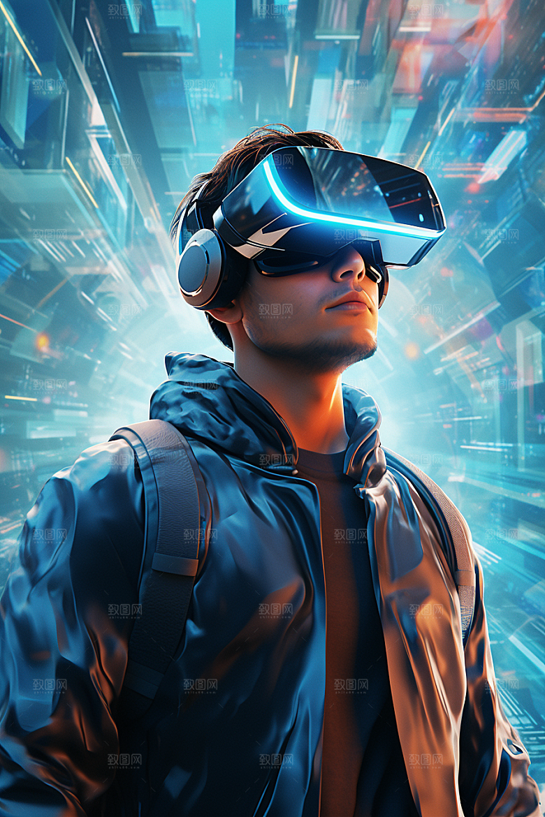 赛博VR眼镜科技信息技术素材