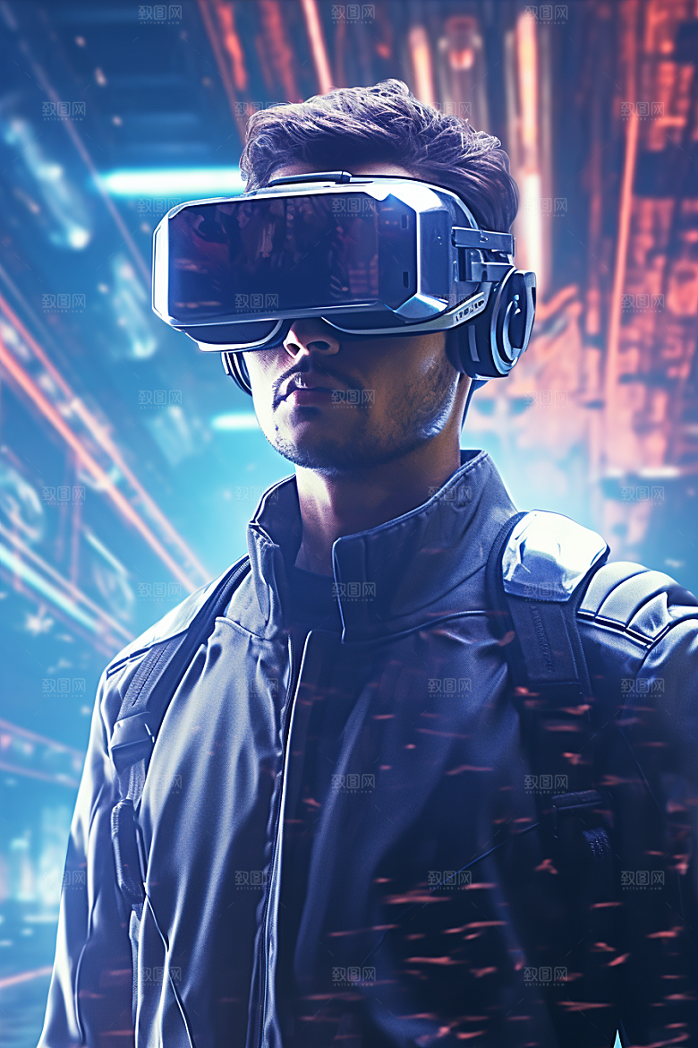 赛博VR眼镜科技信息技术素材