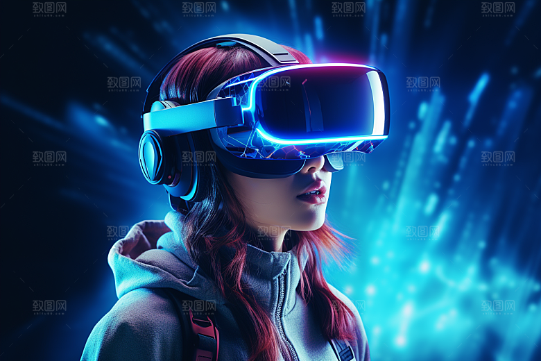 赛博VR眼镜未来信息技术素材