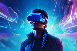 赛博VR眼镜头戴式眼镜信息技术素材