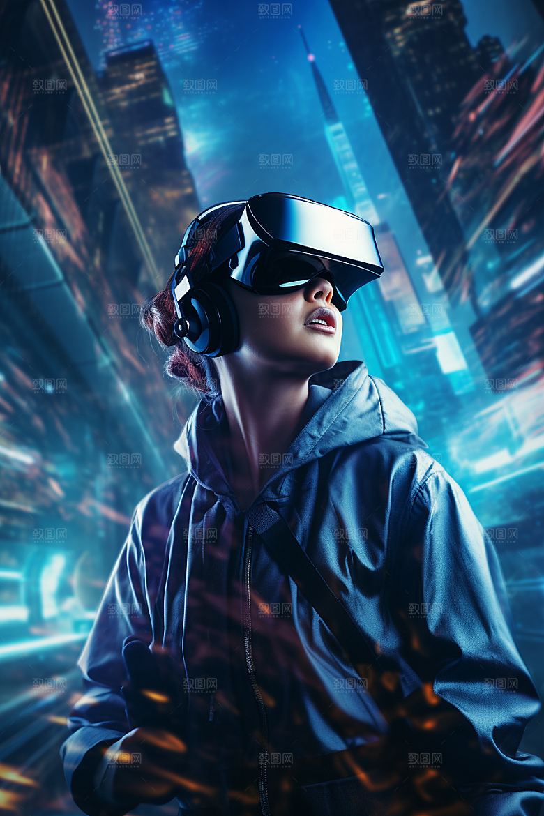 赛博VR眼镜赛博朋克信息技术素材