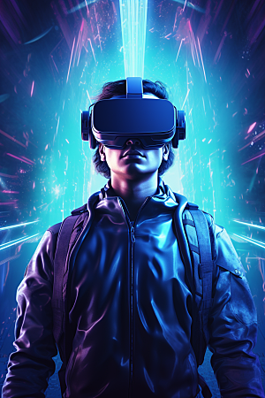 赛博VR眼镜信息技术科技素材