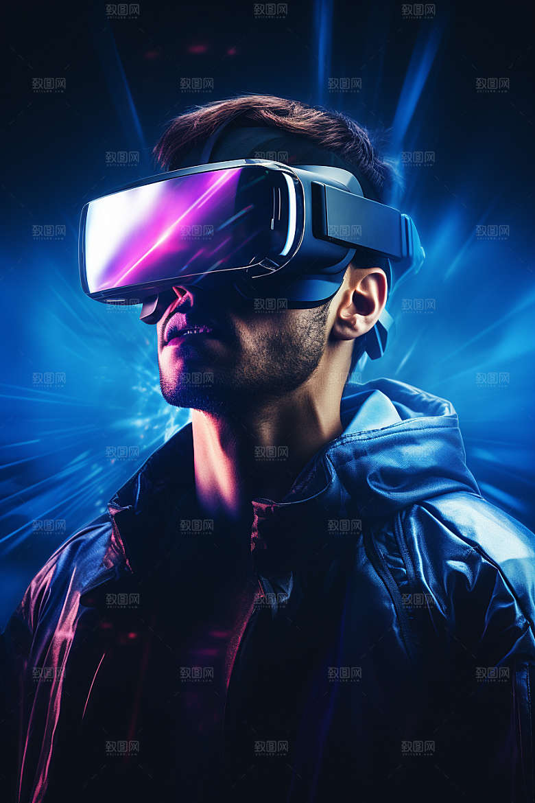 赛博VR眼镜光效科幻素材