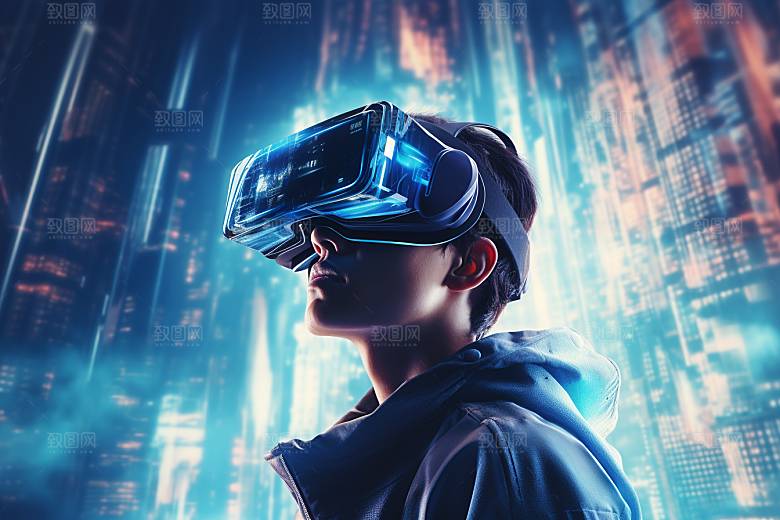 赛博VR眼镜科幻信息技术素材