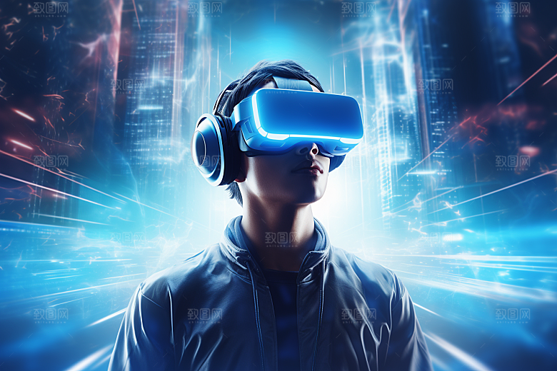赛博VR眼镜信息技术科技素材