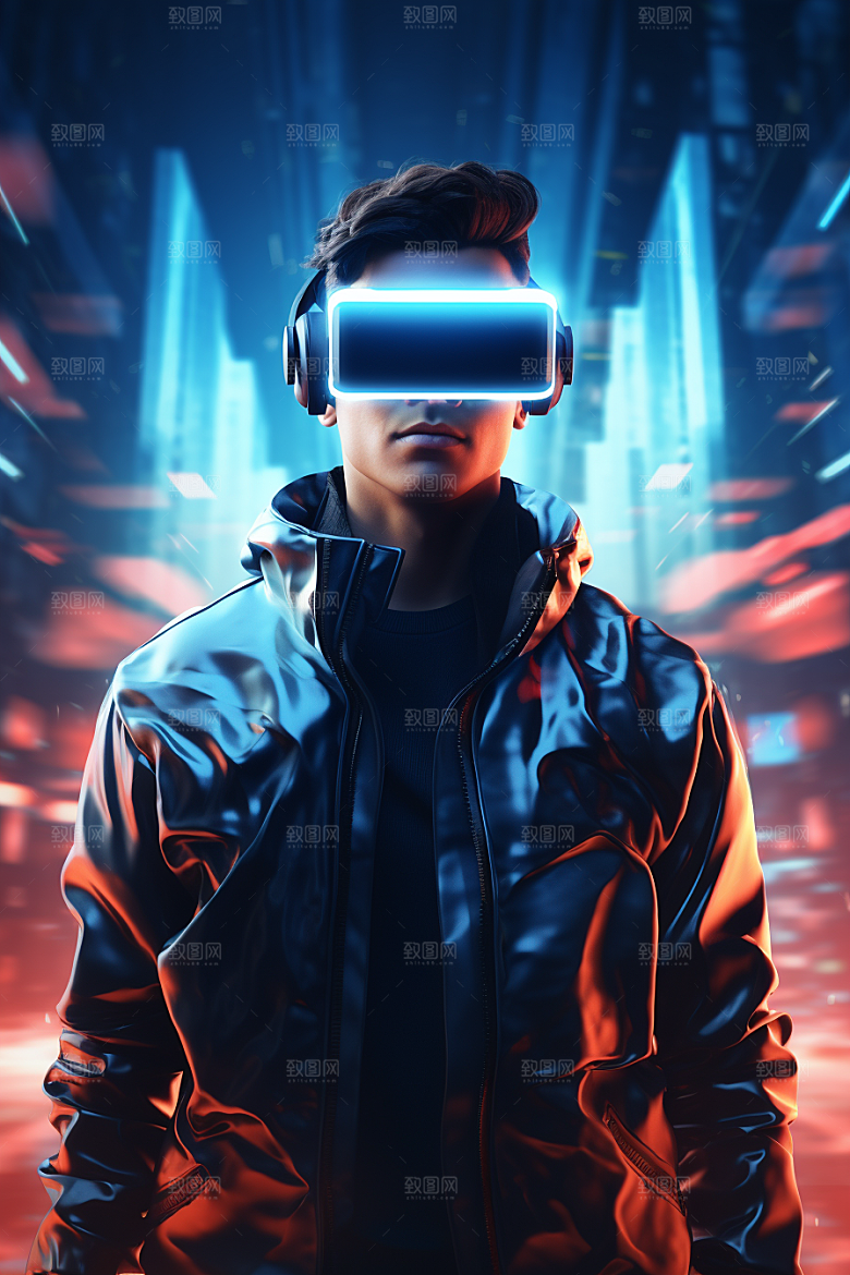 赛博VR眼镜信息技术科幻素材