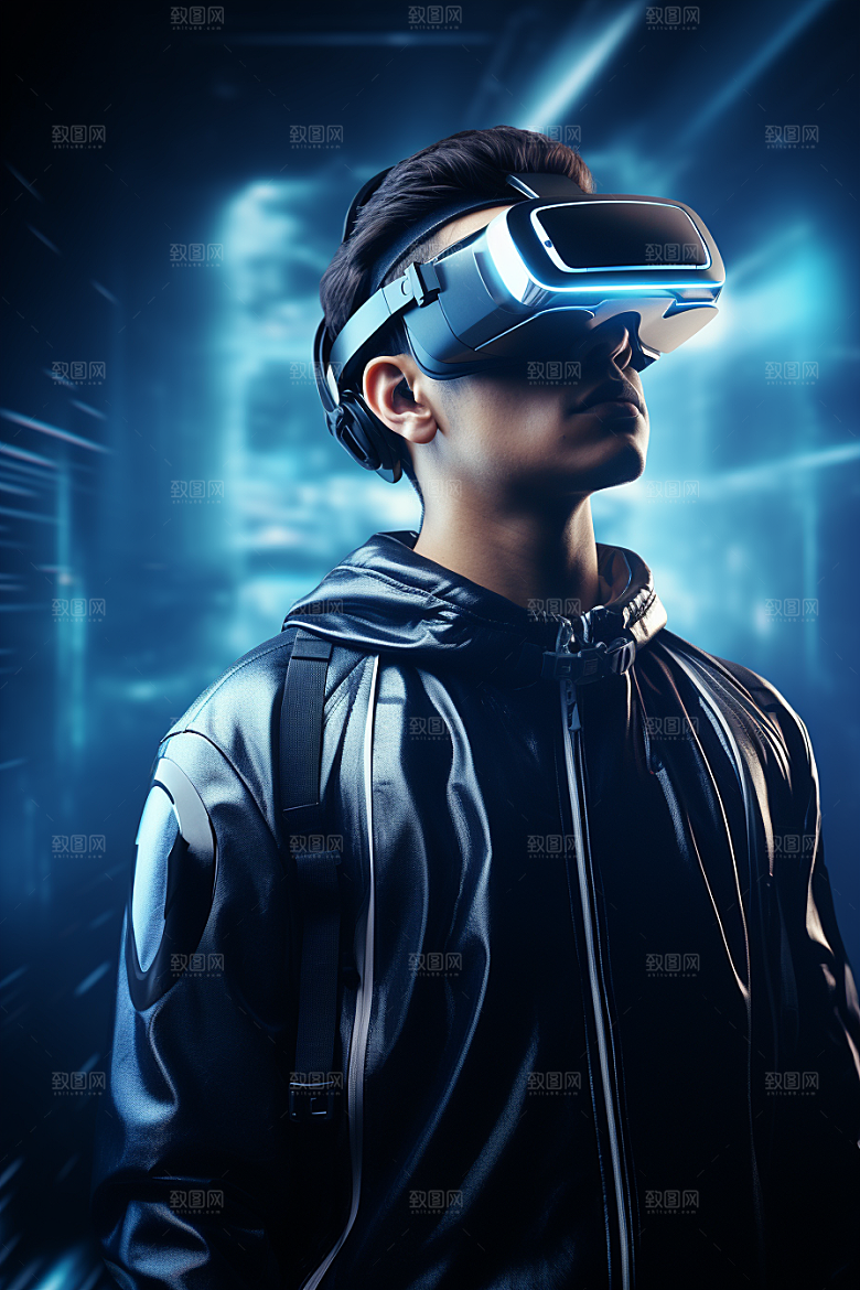 赛博VR眼镜科技夜之城素材