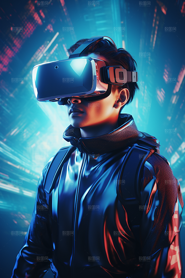 赛博VR眼镜科技夜之城素材