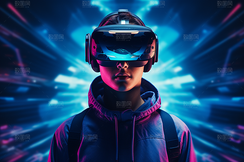 赛博VR眼镜光效科幻素材