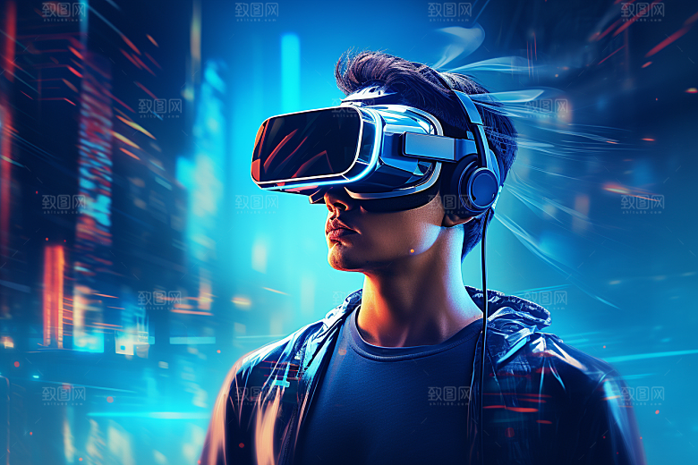 赛博VR眼镜信息技术科幻素材