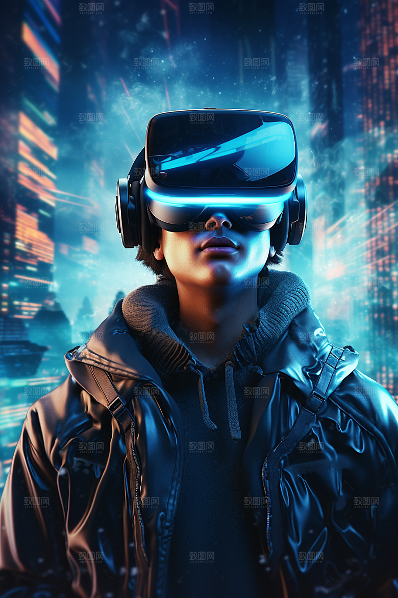 赛博VR眼镜未来信息技术素材