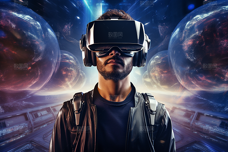 赛博VR眼镜未来信息技术素材