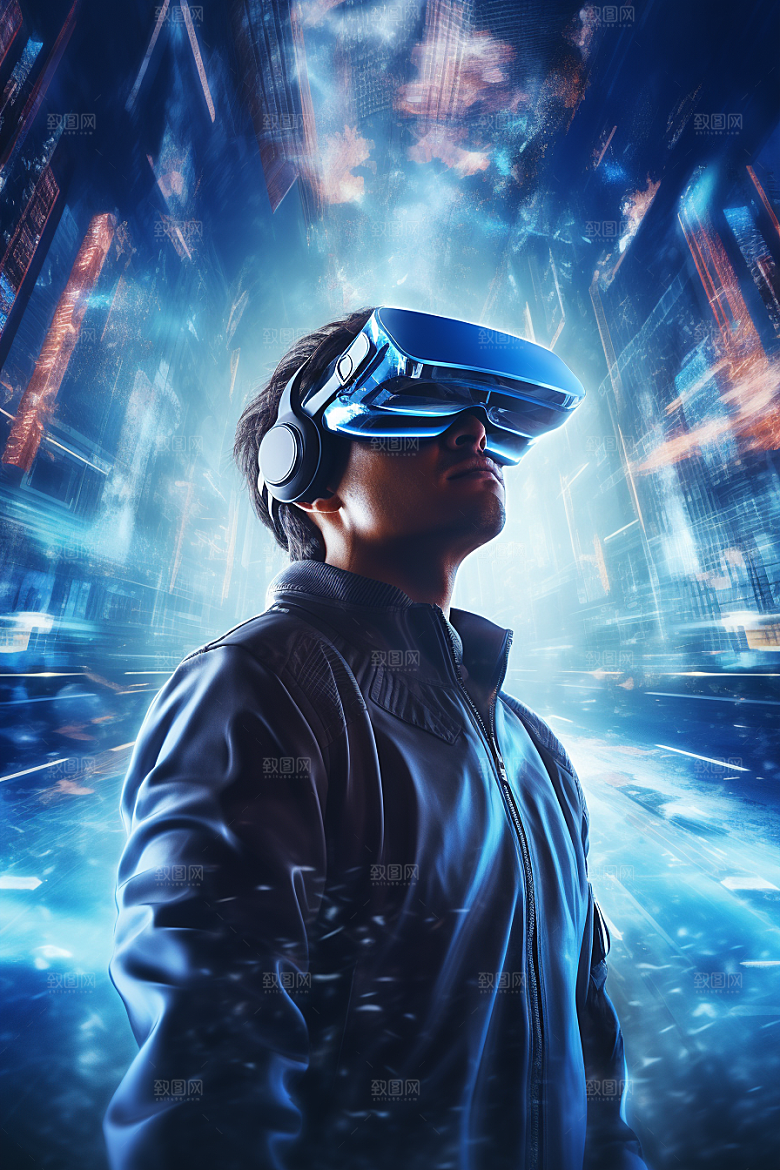 赛博VR眼镜光效科幻素材