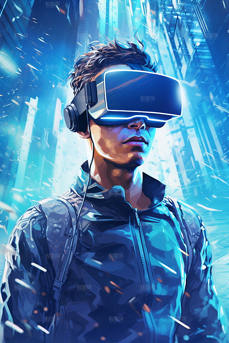 赛博VR眼镜信息技术未来素材