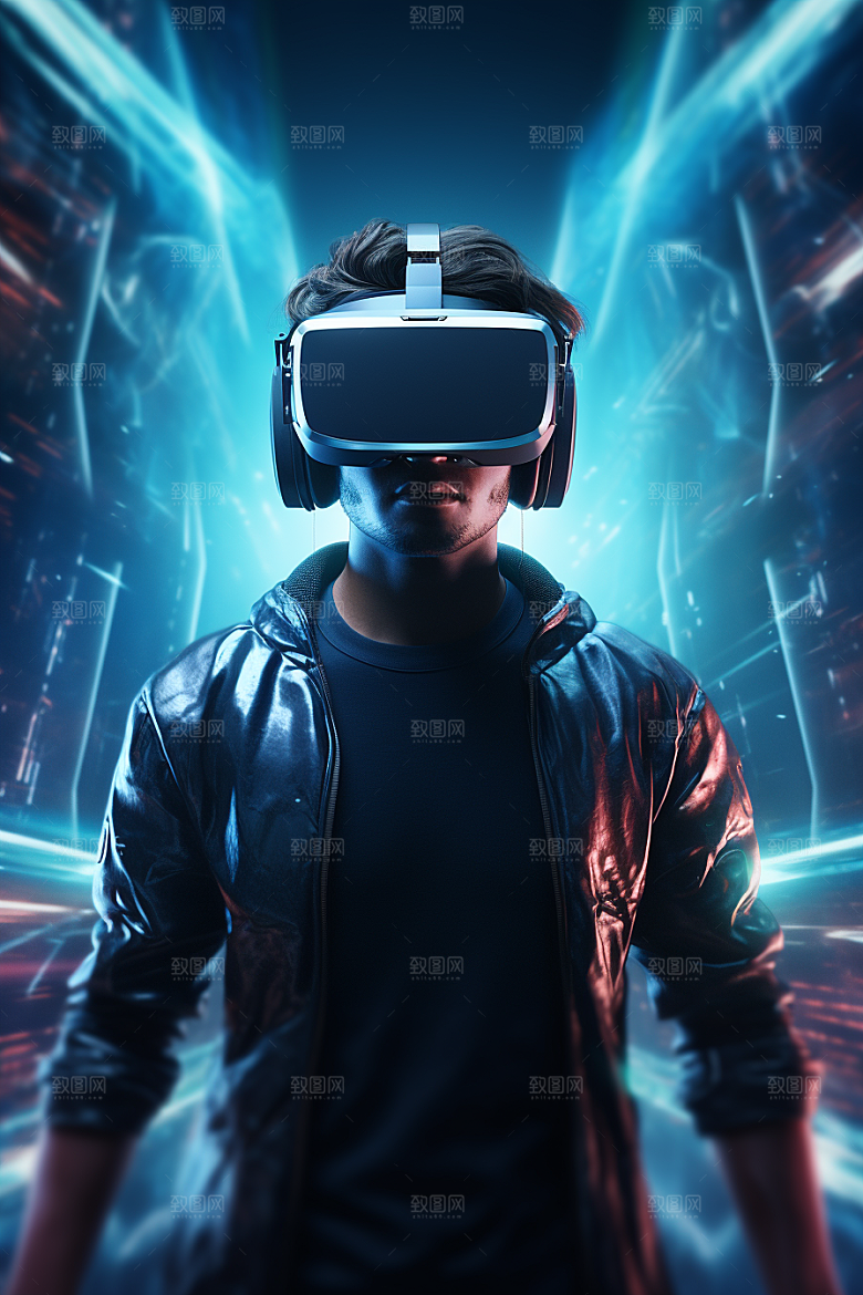 赛博VR眼镜光效科幻素材