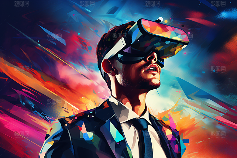 赛博VR眼镜信息技术科技素材