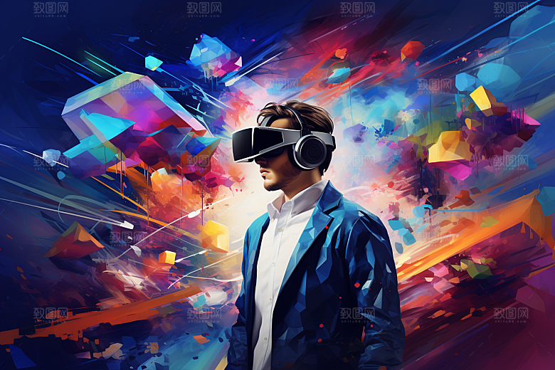 赛博VR眼镜信息技术头戴式眼镜素材