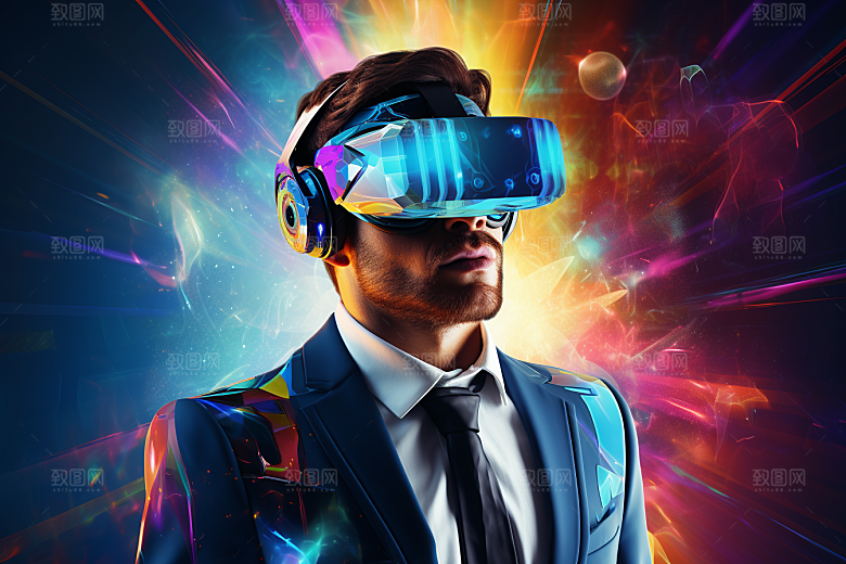 赛博VR眼镜科技夜之城素材