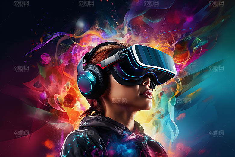 赛博VR眼镜光效头戴式眼镜素材