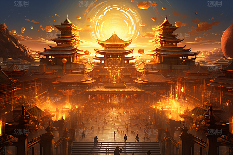 国潮建筑CG中国传统原画