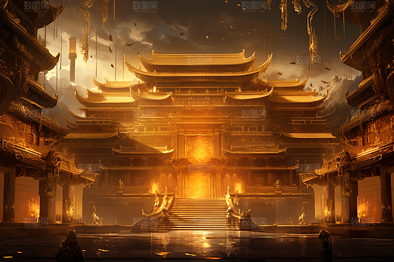 国潮建筑CG亭台楼阁原画