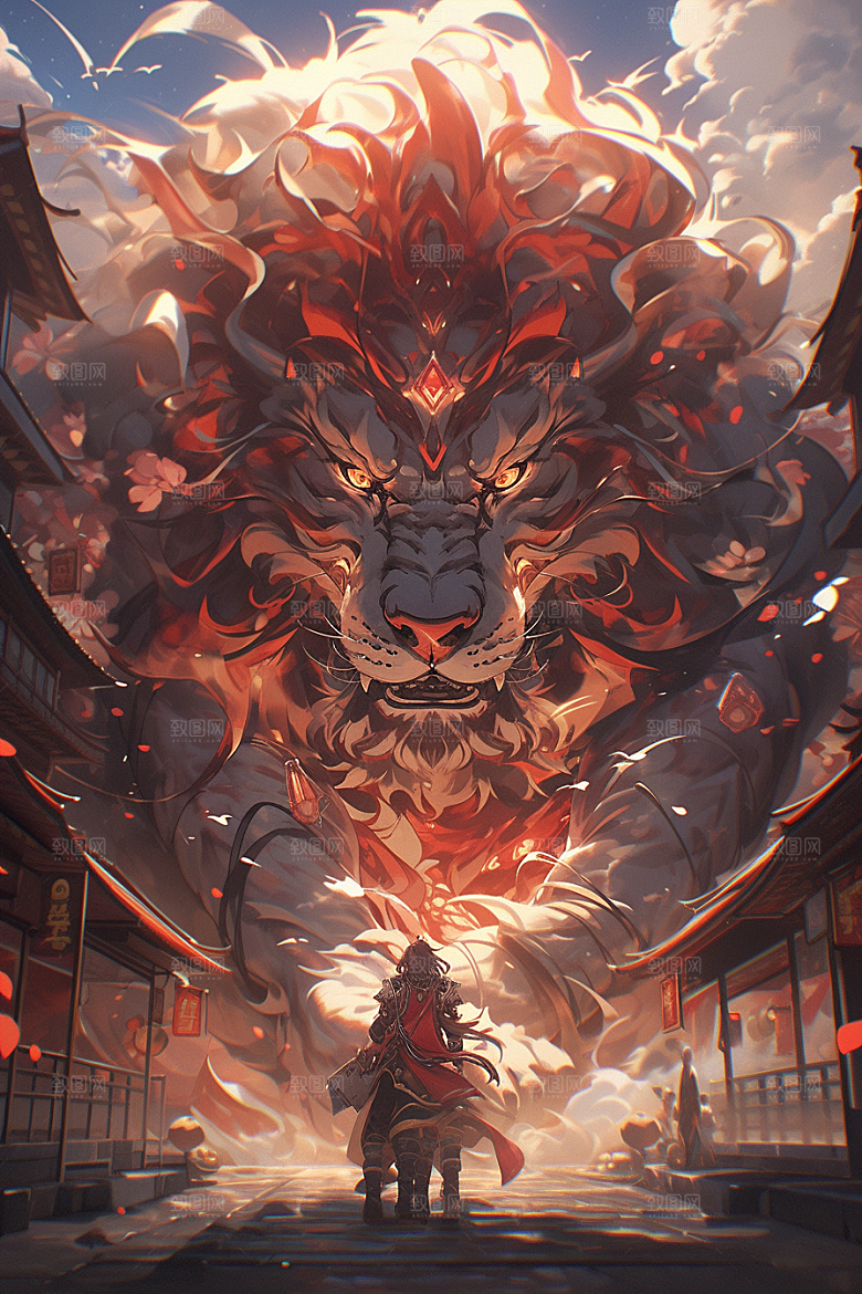 赛博中国风神兽游戏中国神话原画
