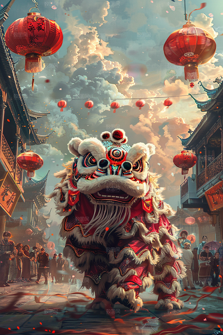 赛博中国风神兽国潮中国神话原画