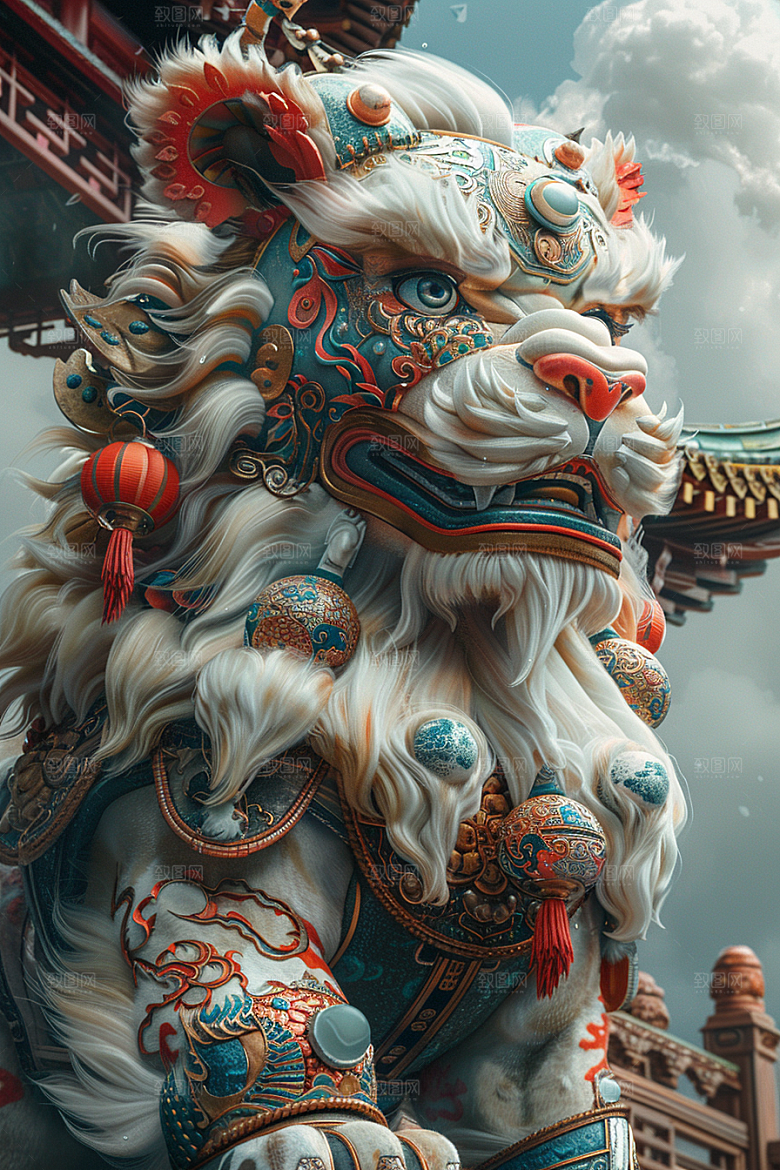 赛博中国风神兽幻想赛博朋克原画