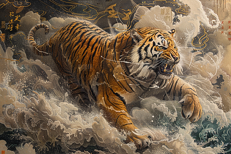 赛博中国风神兽幻想国潮原画