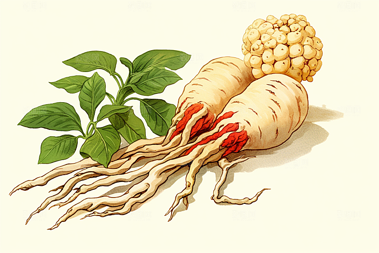 三七中药材植物插画