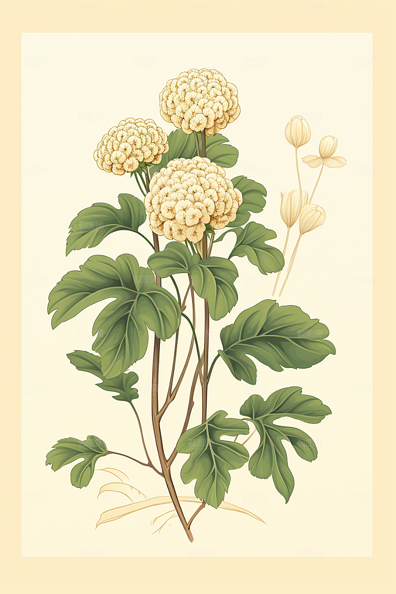 三七药方中草药插画