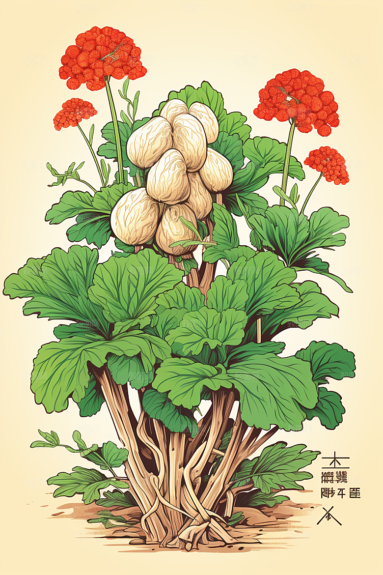 三七手绘药方插画