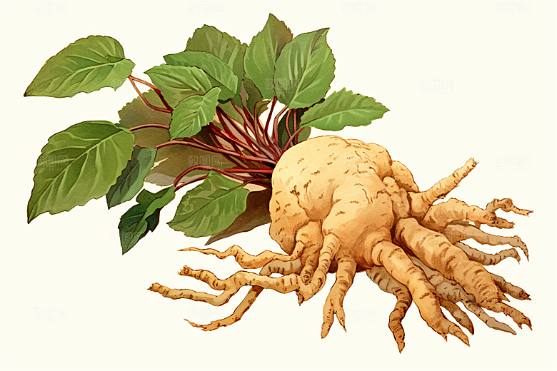 三七植物养生插画