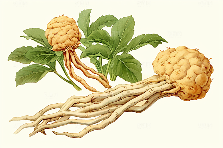 三七保健中草药插画