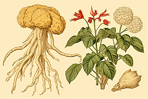三七药方植物插画