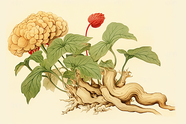 三七中草药植物插画