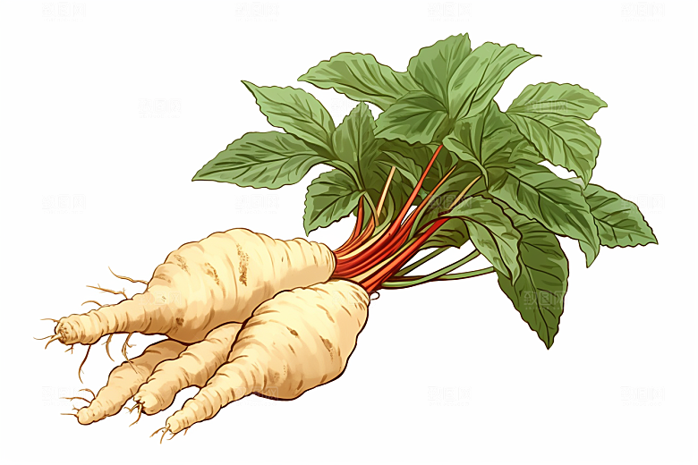 三七植物手绘插画
