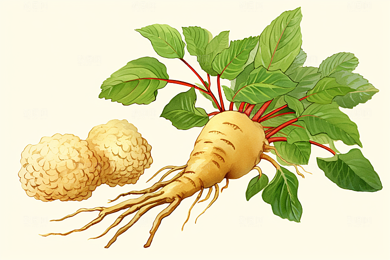 三七植物医疗插画