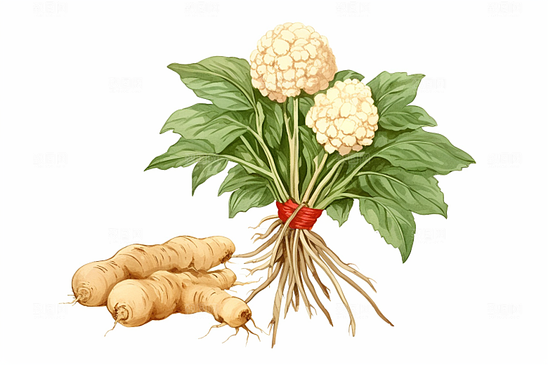 三七健康中草药插画