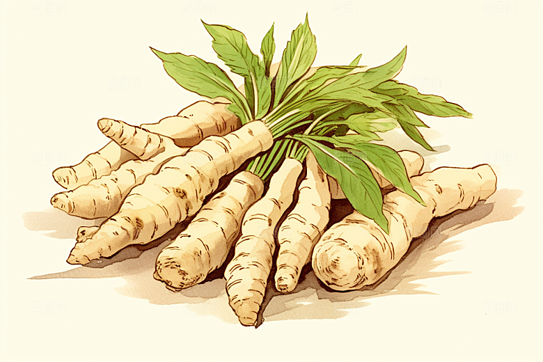 三七中药材中草药插画