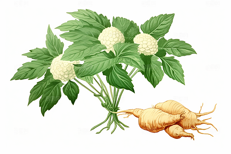 三七中草药植物插画
