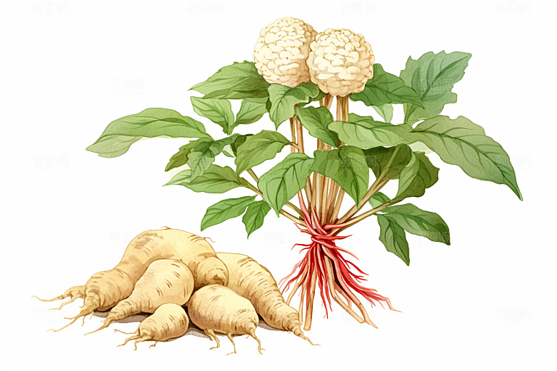三七药方中草药插画