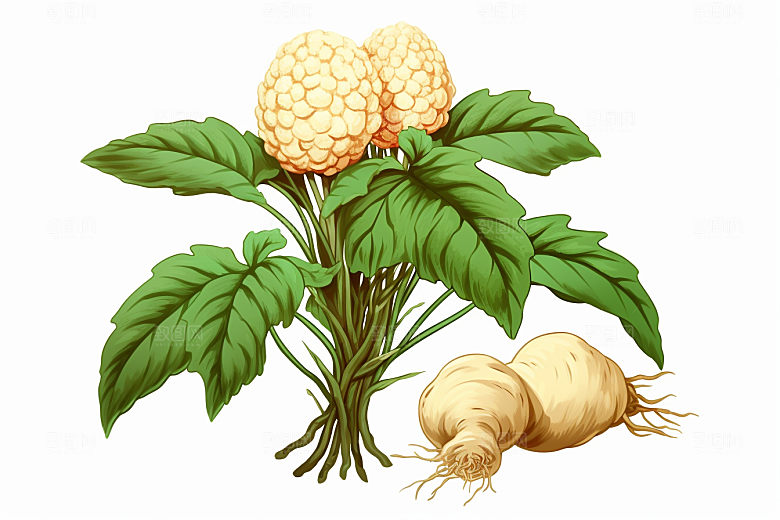 三七健康中草药插画