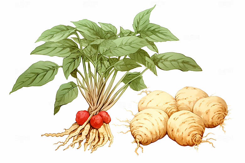 三七植物医学插画