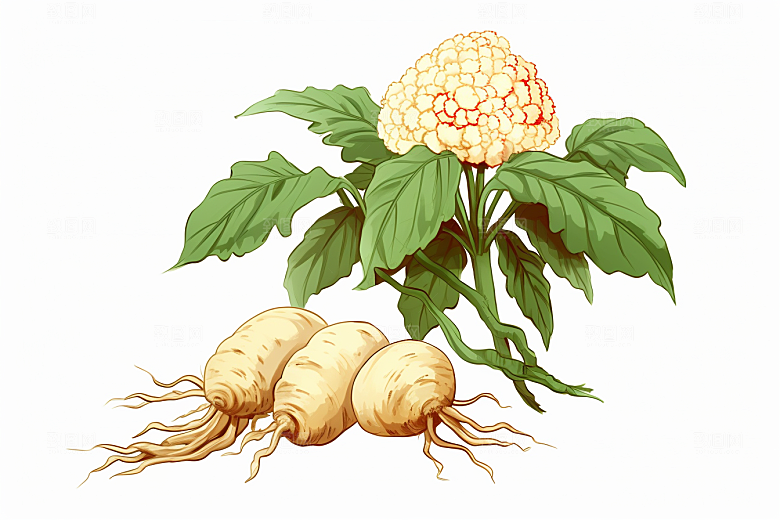 三七手绘植物插画