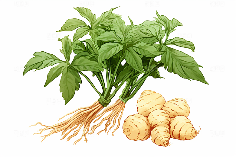 三七健康植物插画