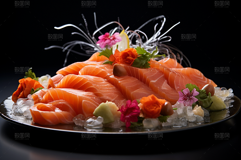 三文鱼日料美味摄影图