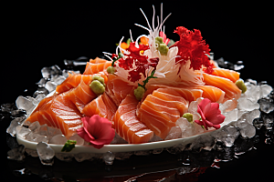 三文鱼鱼肉美味摄影图